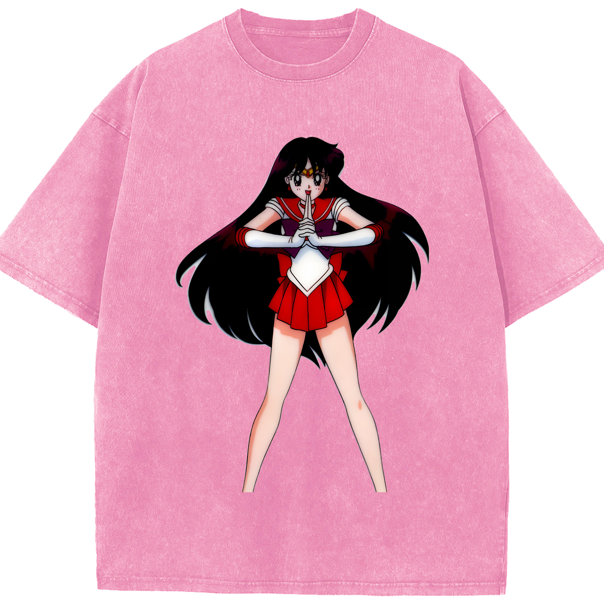 （画像用） 美少女戦士セーラームーン 火野レイ ひの レイ Sailor Moon Hino Rei （セーラーマーズ,Sailor Mars） 綿100% ヴィンテージ風 半袖Tシャツ（フロントプリント）